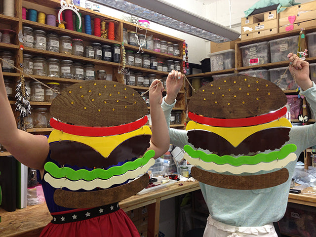 Giant burgers take over Tatty Devine!