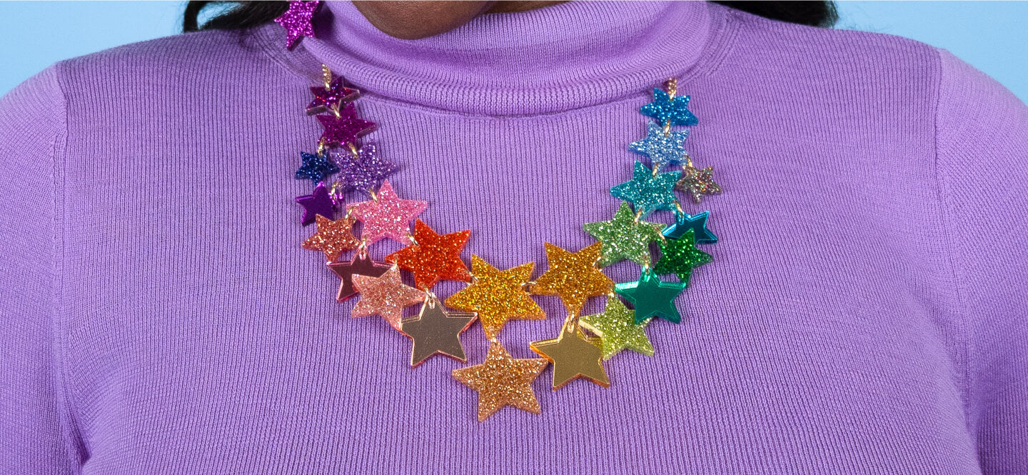 Super Star Statement Necklace - Rainbow.