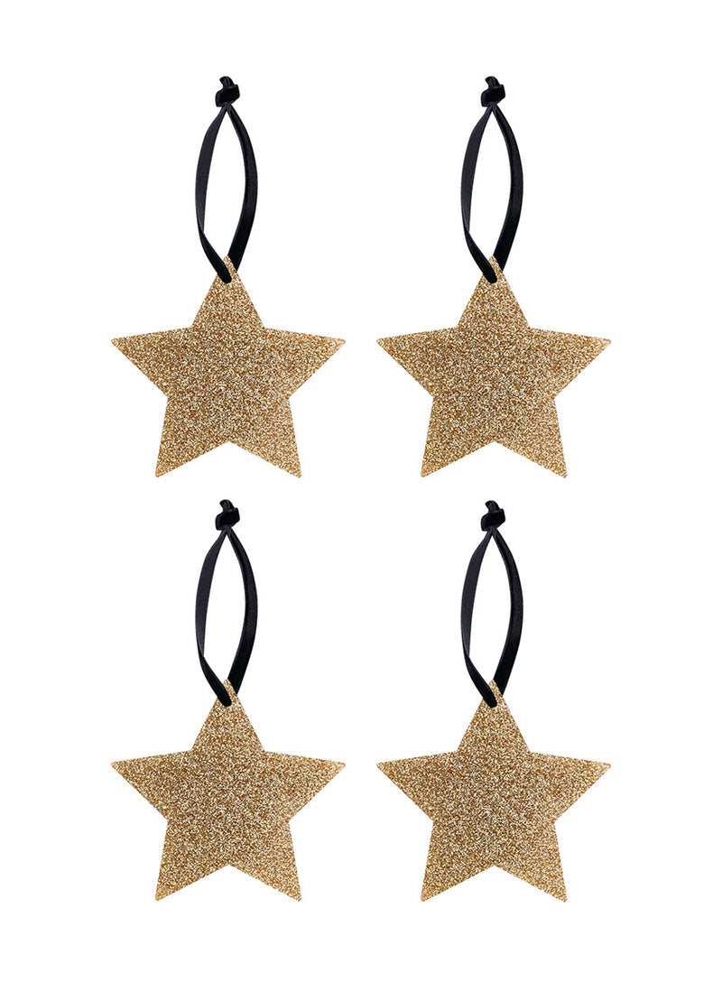 Tatty Devine Star Decoration Set of 4 - Gold Glitter