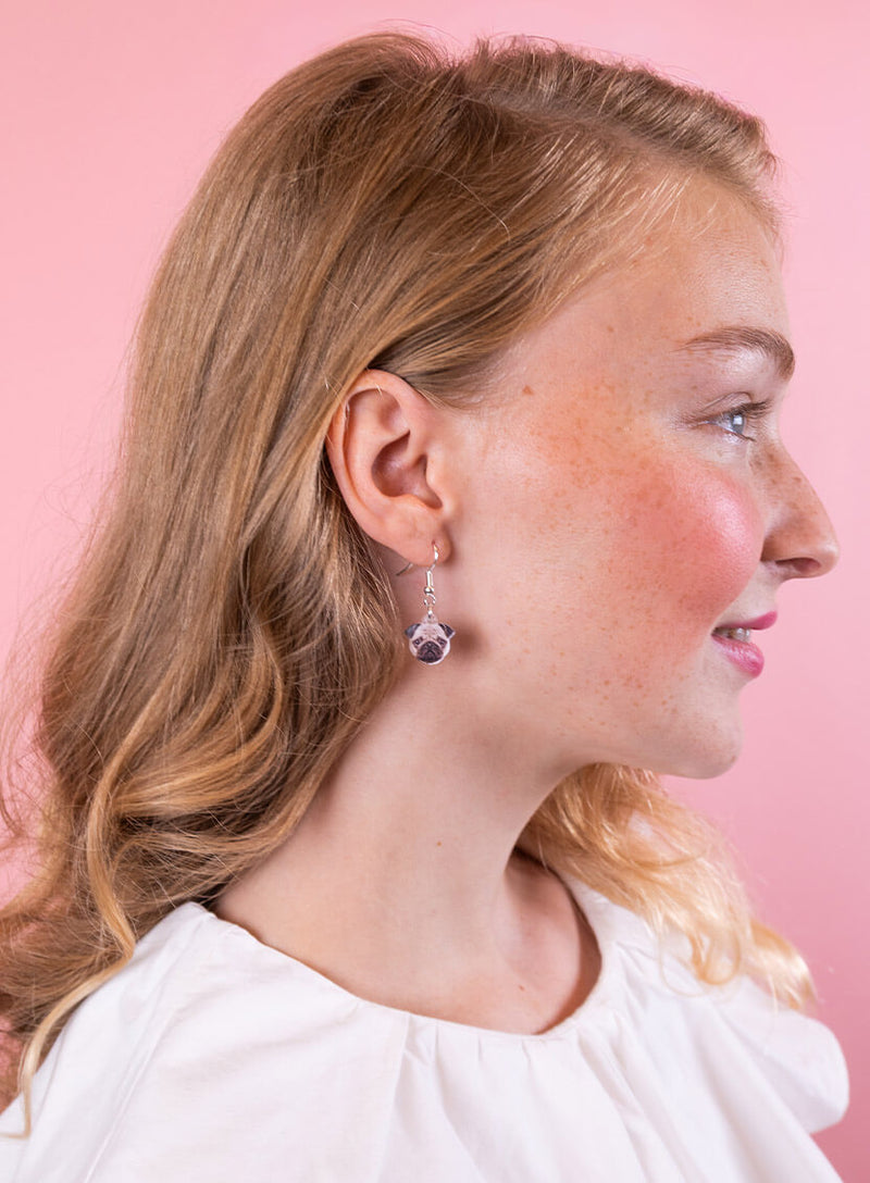 Cameo Pug Earrings