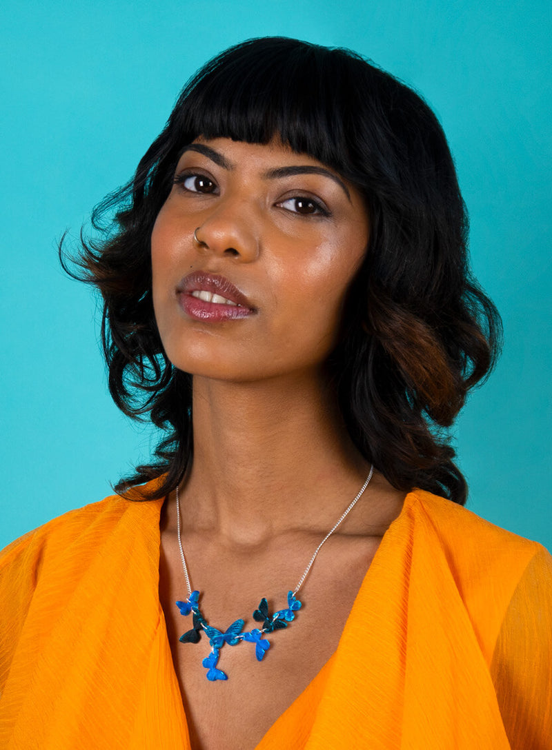 Blue Butterflies Necklace