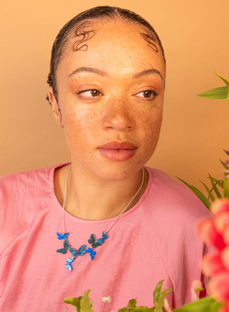 Blue Butterflies Necklace - Acrylic Costume jewellery