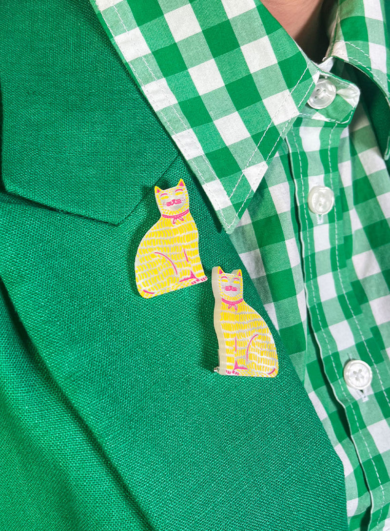 Cat Wearing A Ribbon Brooches The Printed Peanut