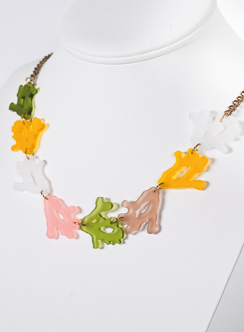 Coral Link Necklace Yellow Frost