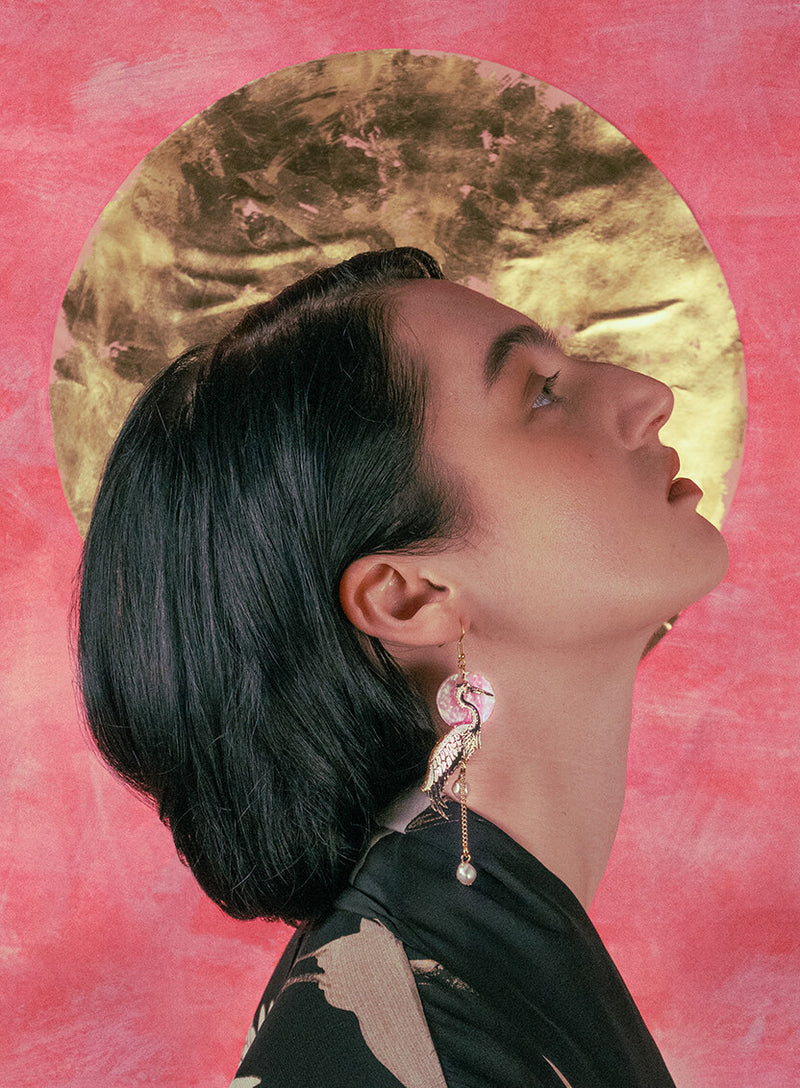 Crane Earrings Model