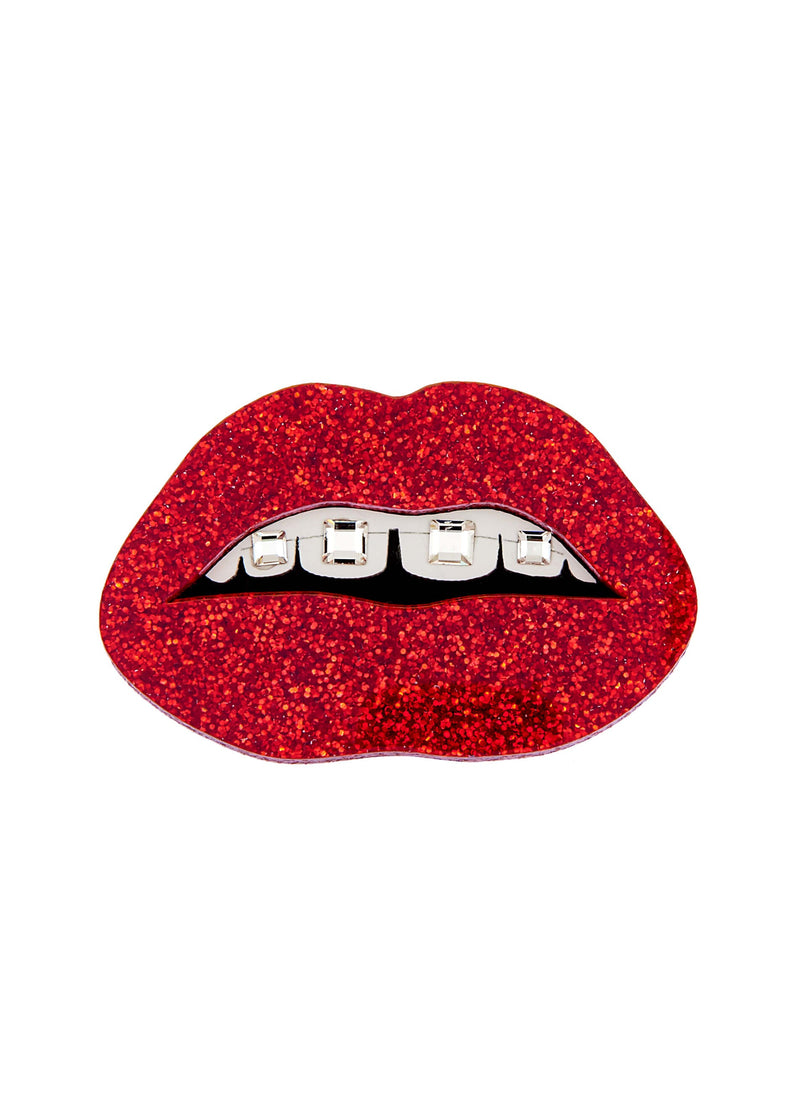 Dental Bling Brooch Glitter Red
