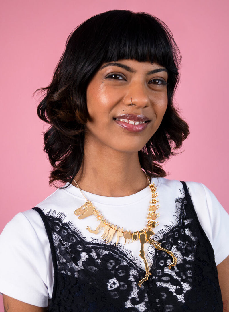 Dinosaur Necklace Gold