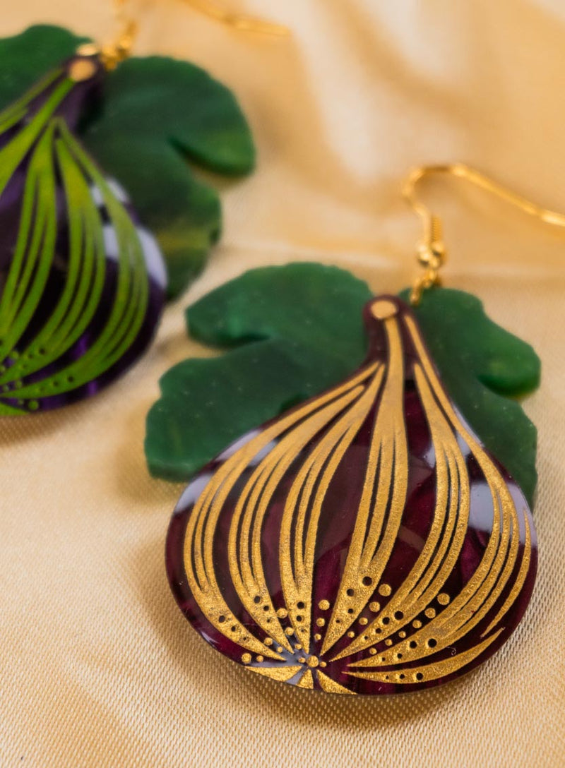 Fig Tree Earrings Flatlay