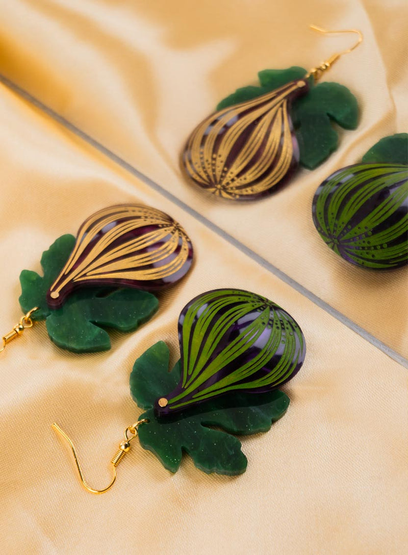 Fig Tree Earrings Flatlay