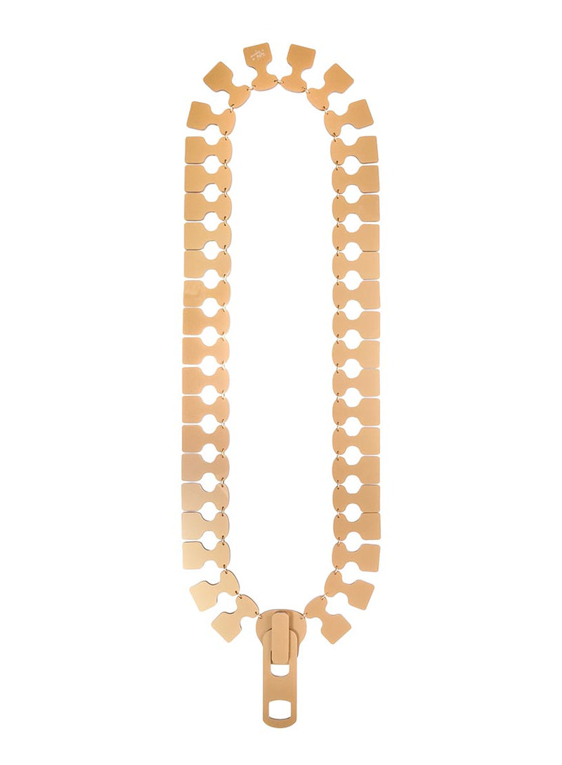 Giant Zip Statement Necklace - Gold