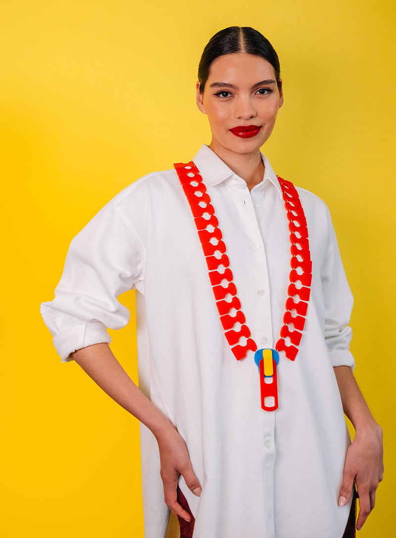 Giant Zip Statement Necklace - Primary