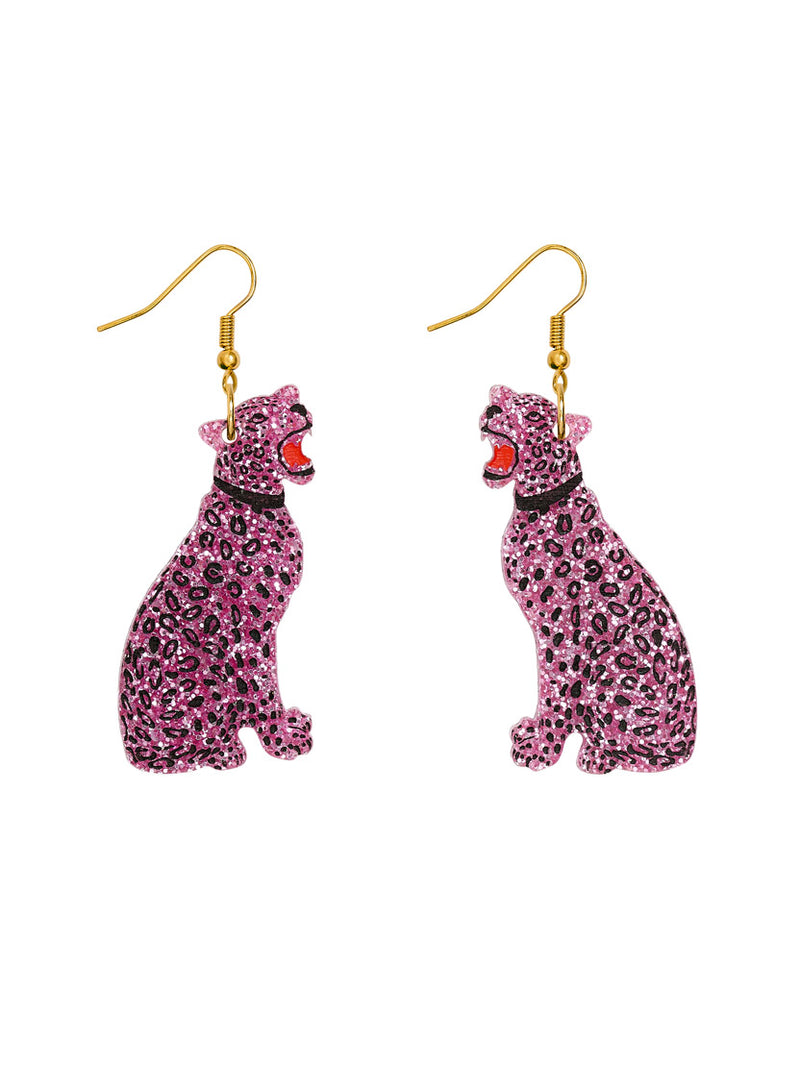 Glitter Leopard Earrings