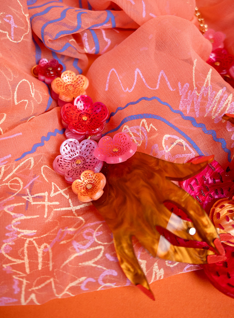 Hands and Flowers Statement Necklace