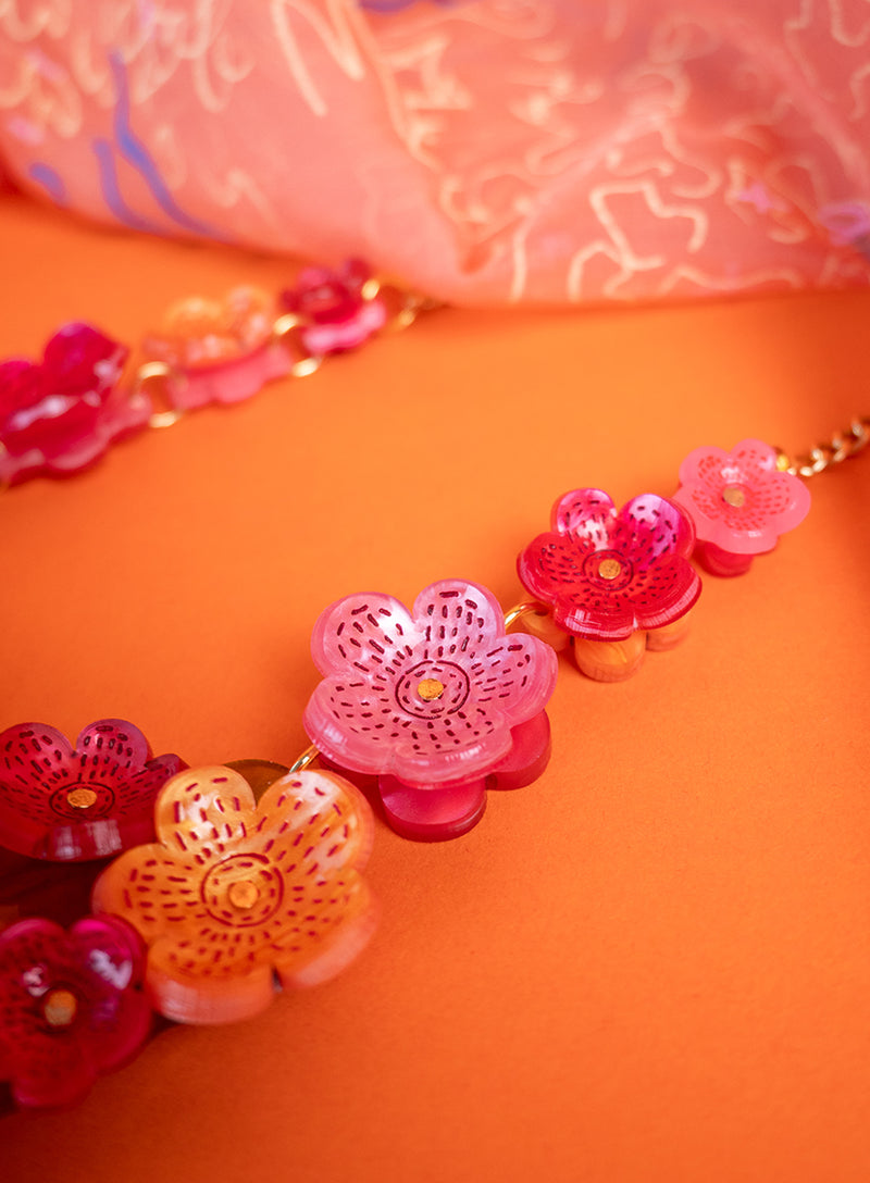Hands and Flowers Statement Necklace