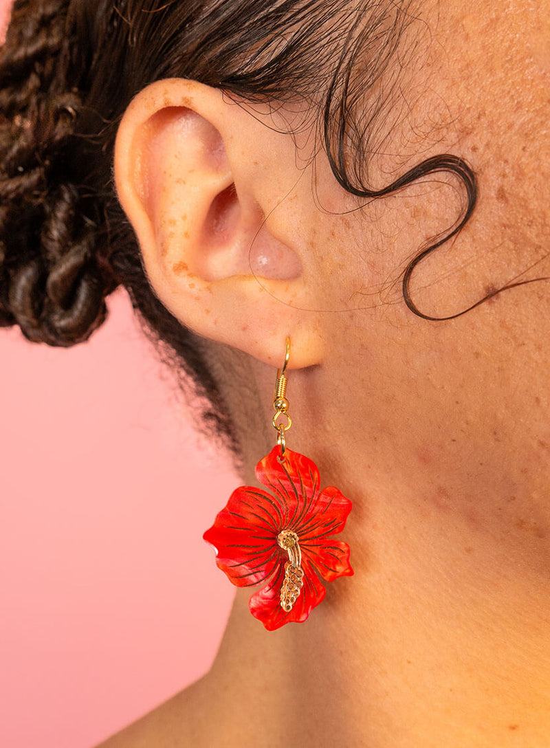 Hibiscus Flower Earrings - Floral