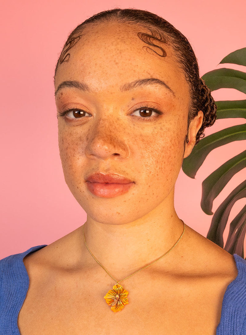 Orange Hibiscus Flower Pendant