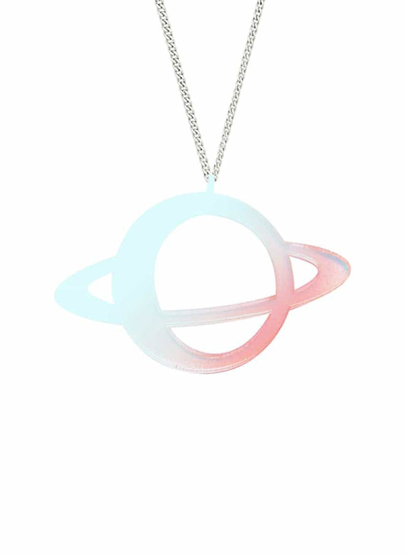 Green and Pink Iridescent Planet Pendant