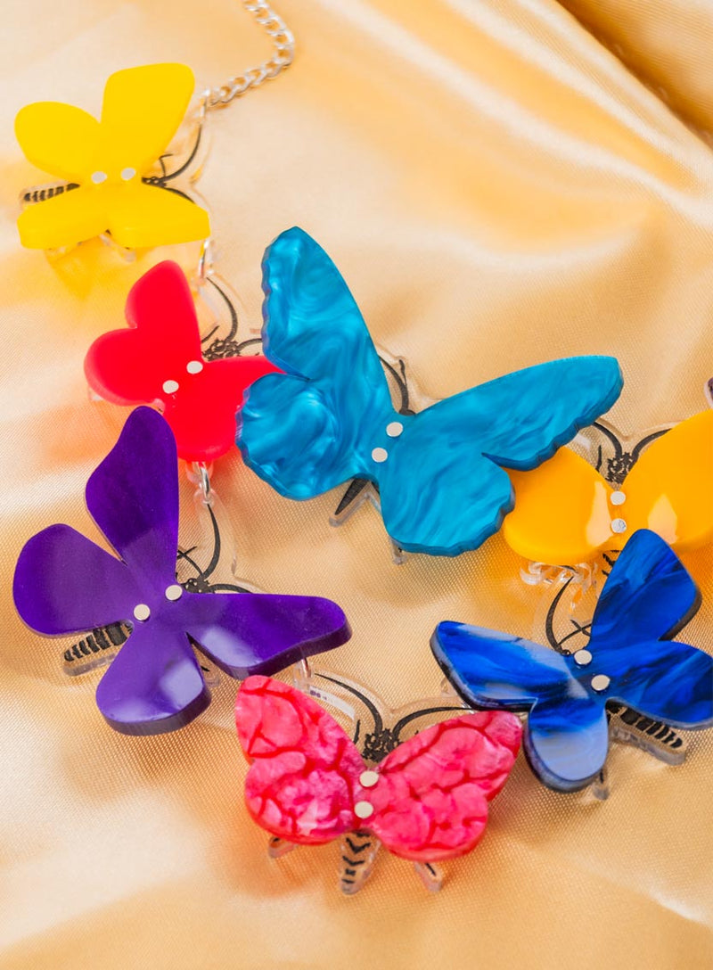 Kaleidoscopic Butterfly Statement Necklace Flatlay