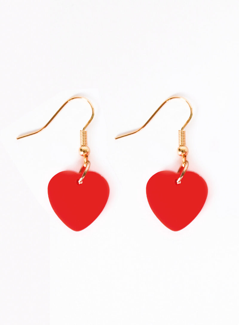 Red Love Heart Charm Earrings