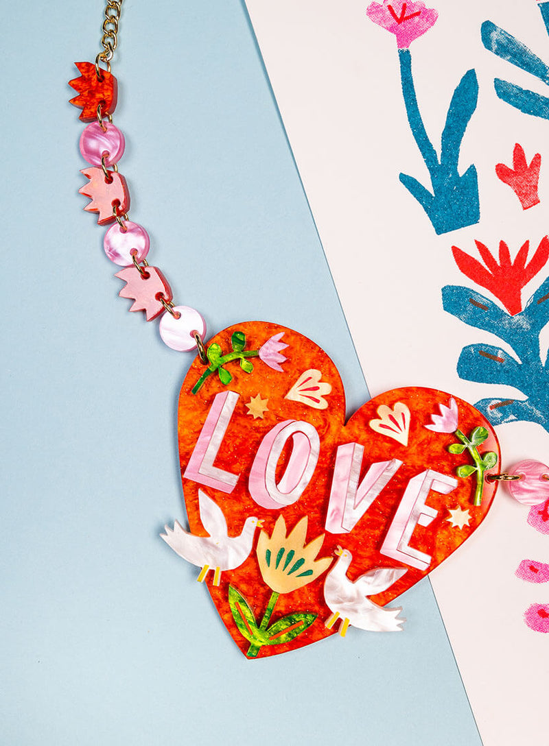 Love Heart Statement Necklace The Printed Peanut