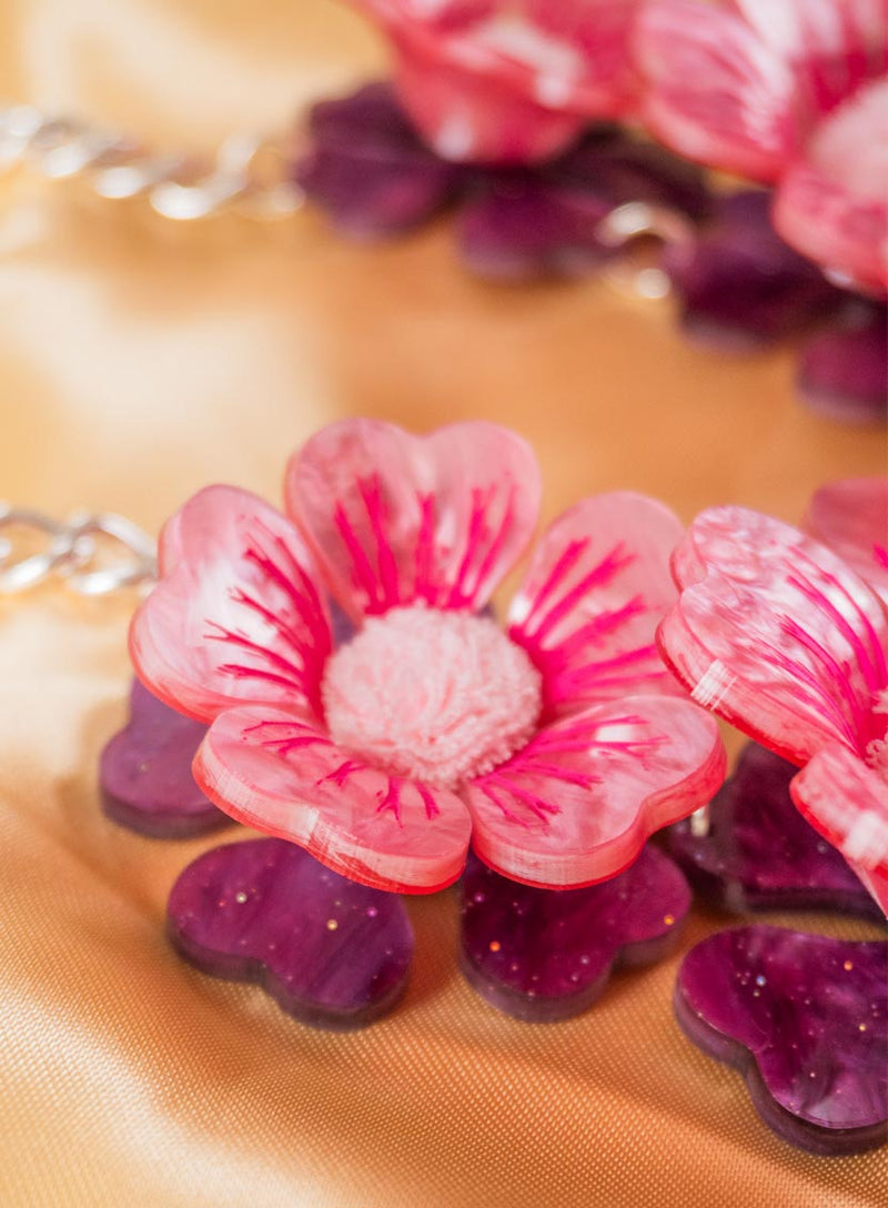 Mallow Flower Statement Necklace Flatlay