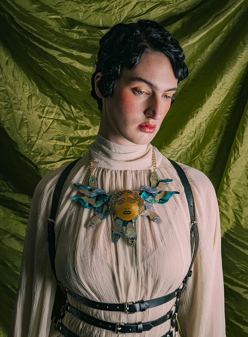 Medusa Snakes Statement Necklace Model