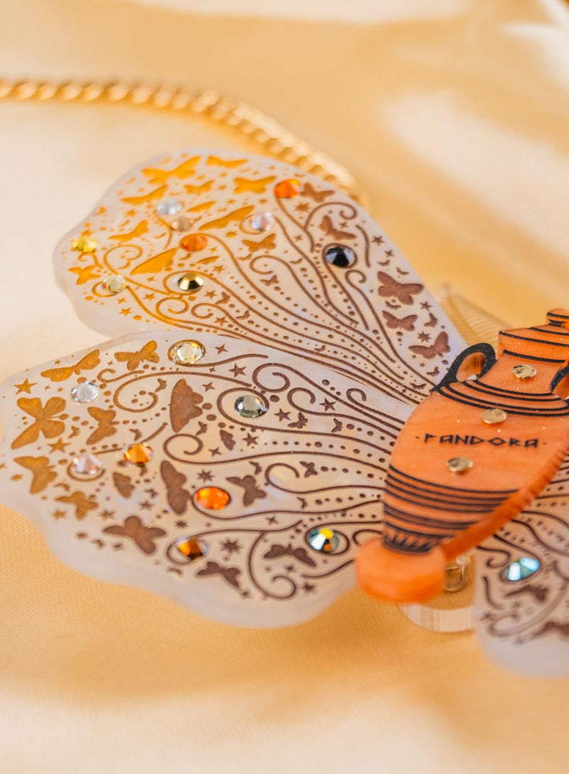 Pandoras Moth Necklace Flatlay