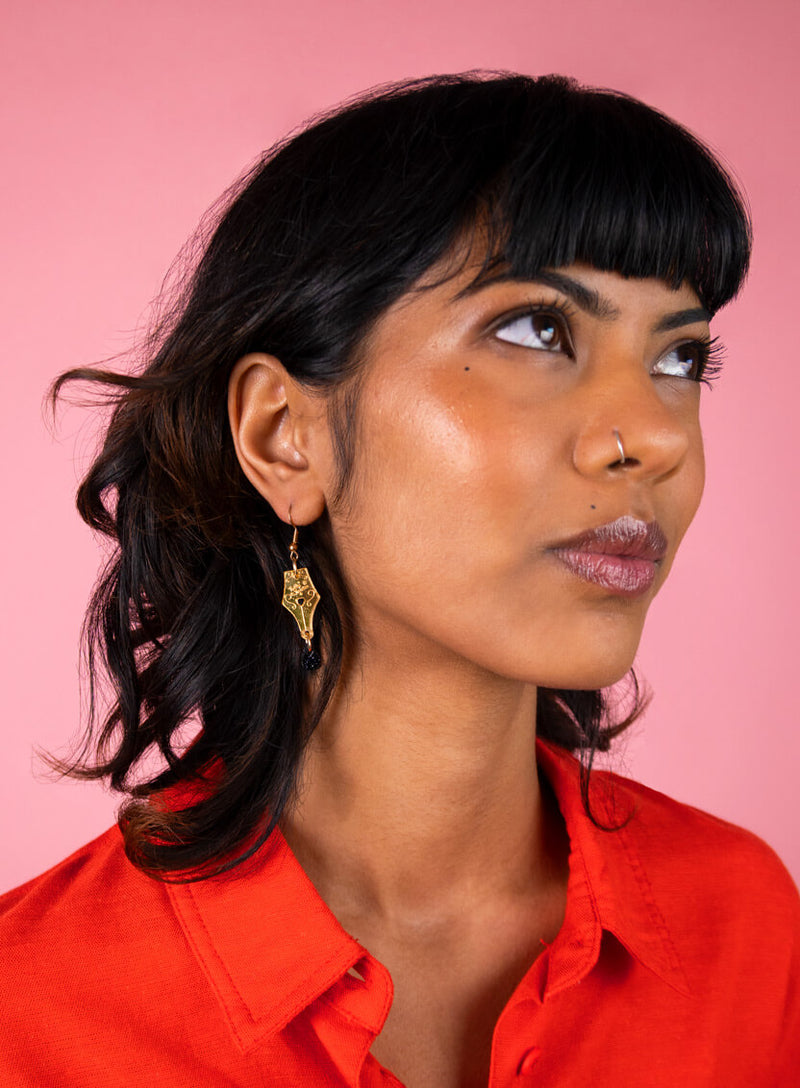 Pen Nib Earrings Gold