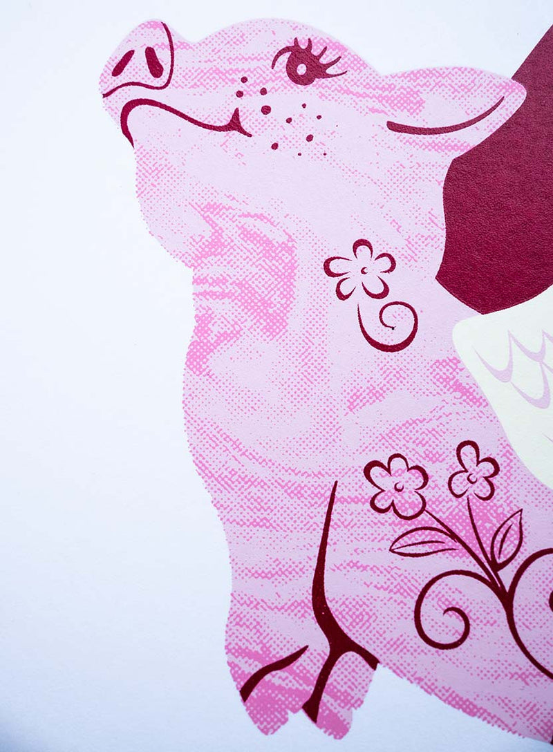 Pigs Might Fly Art Print Closeup