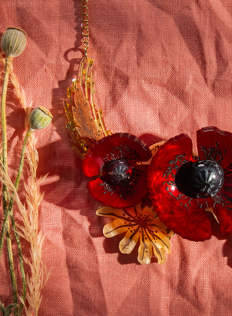 Wild Poppy Statement Necklace