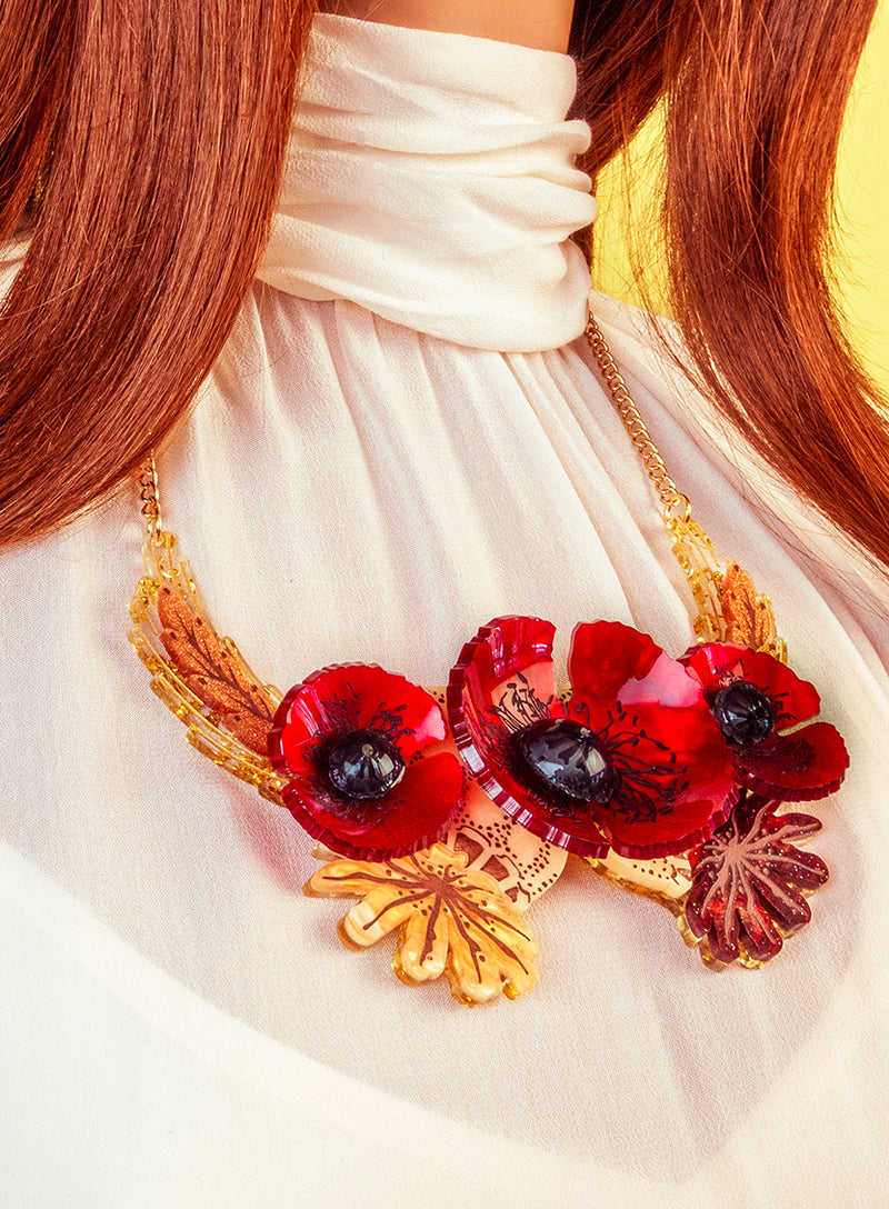 Wild Poppy Statement Necklace