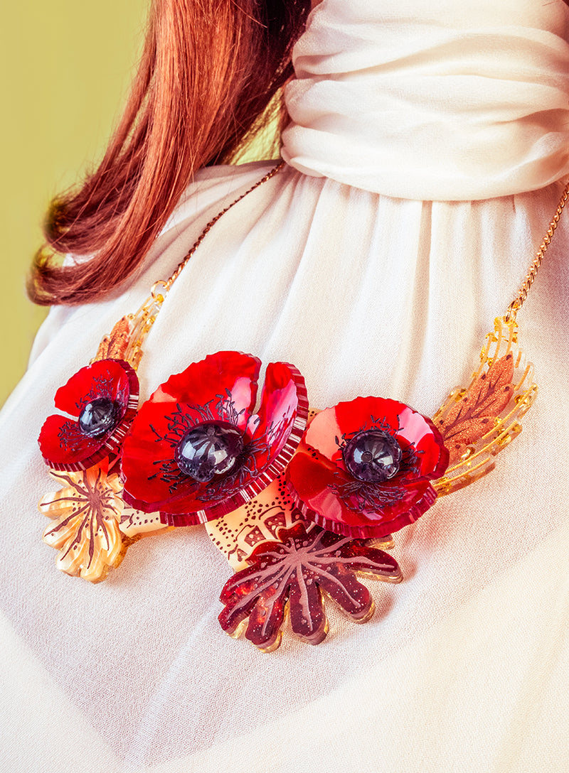 Wild Poppy Statement Necklace