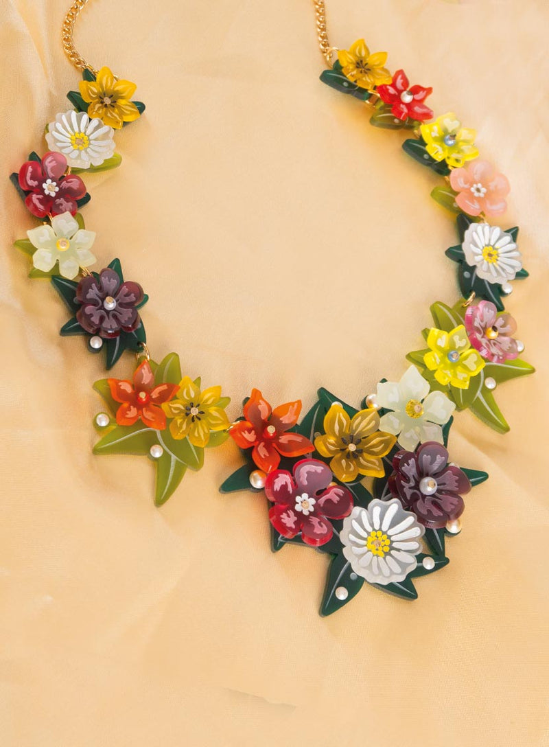 Primavera Flowers Statement Necklace Flatlay