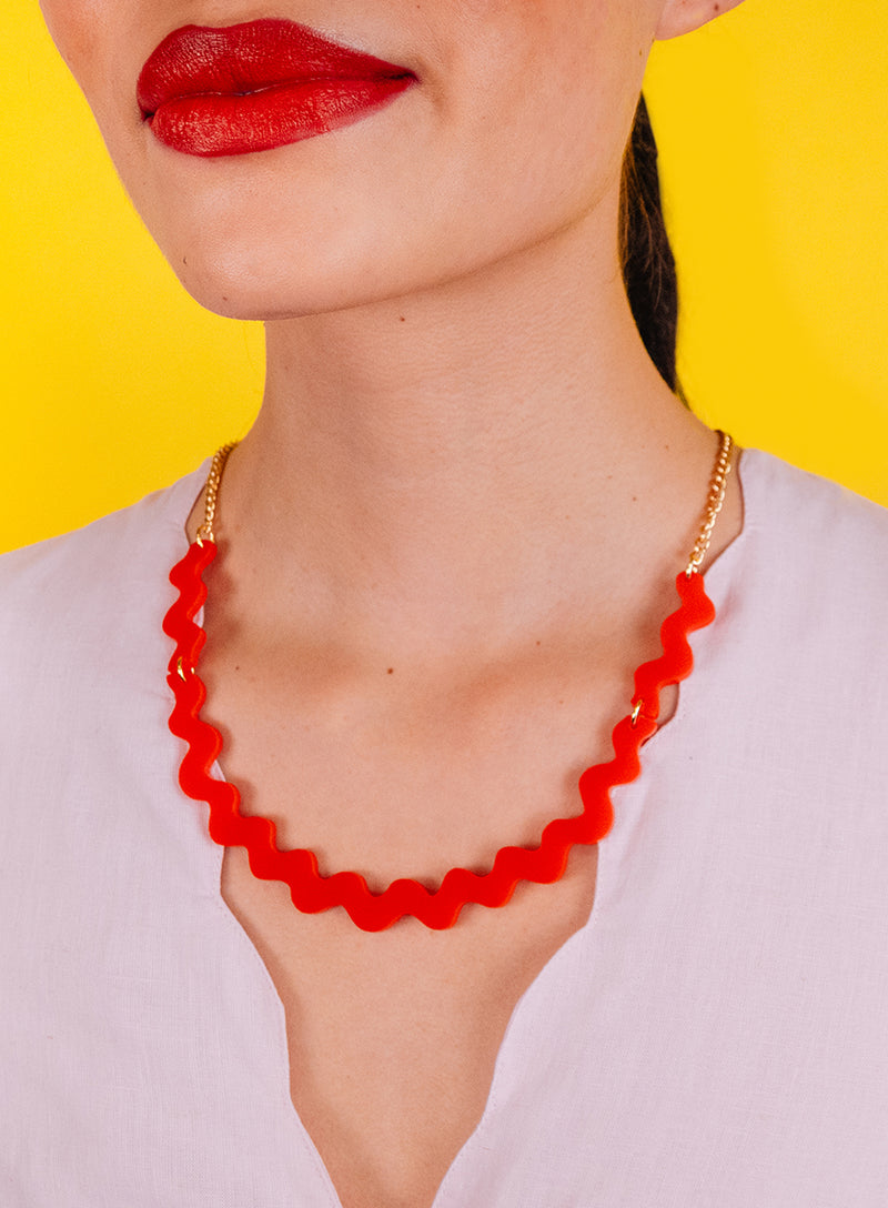 Ric Rac Necklace - Red
