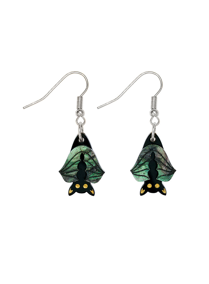 Vampire Bat Earrings Silver Hooks