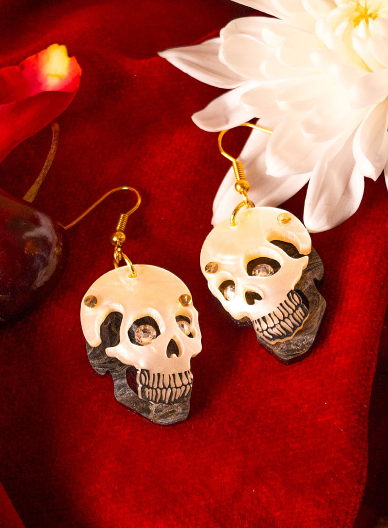 Vanitas Skull Earrings Flatlay