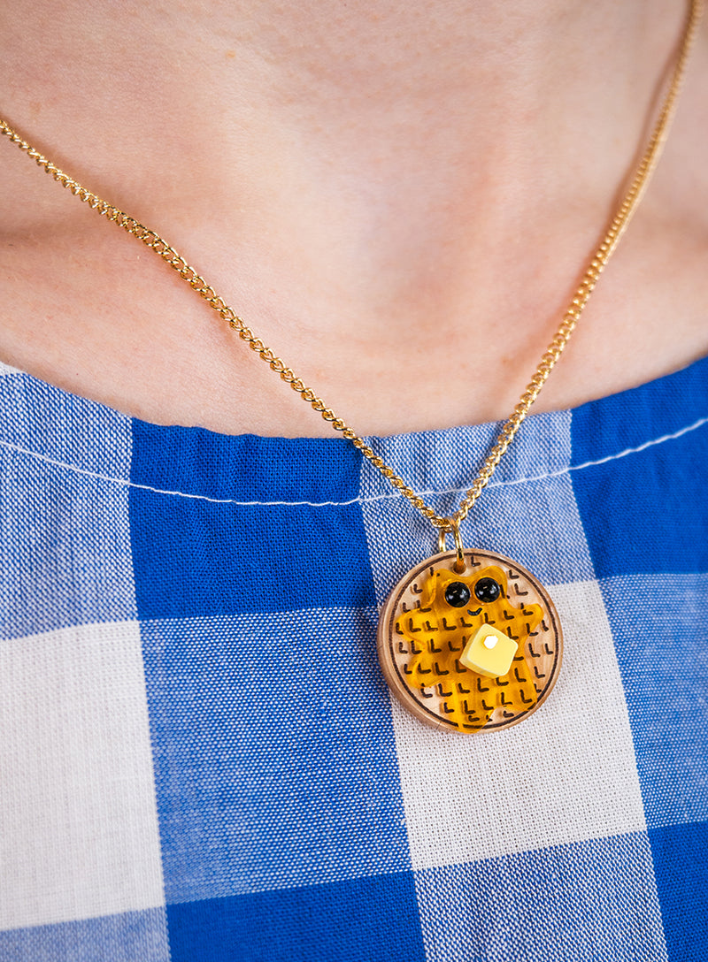Waffle Pendant Necklace