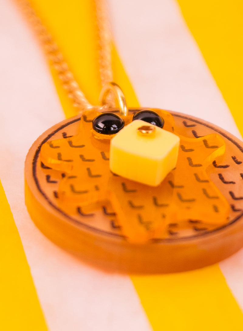 Waffle Pendant Necklace