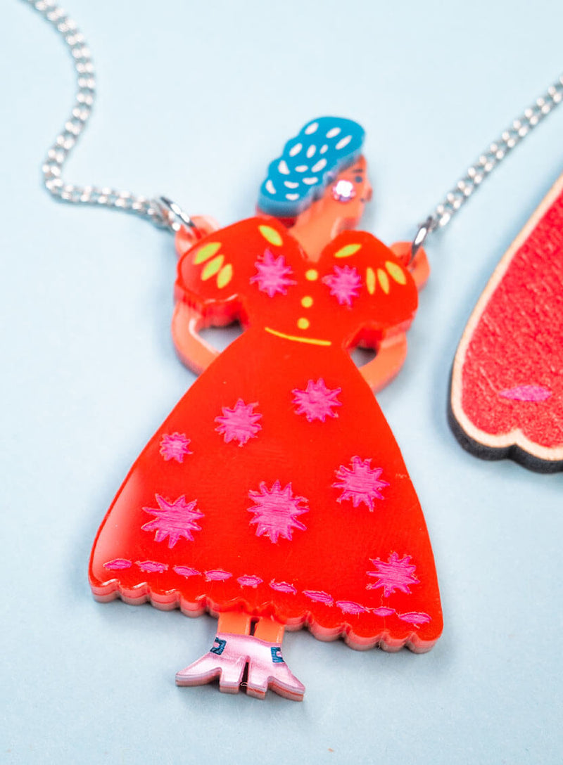 Woman In Dress Necklace The Printed Peanut