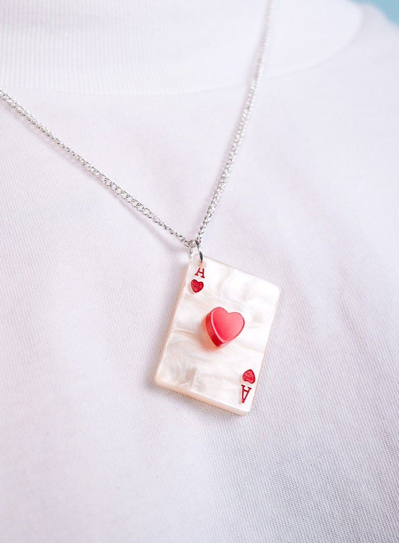 Ace of Hearts Card Pendant