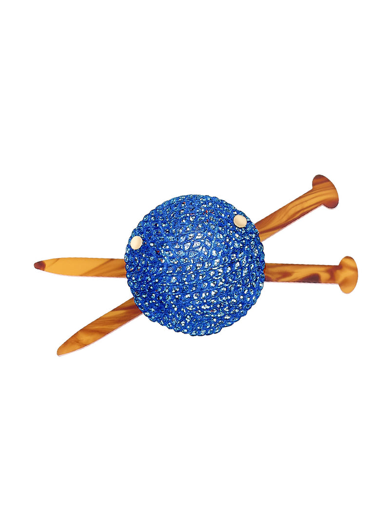 Ball of Wool Brooch - Blue