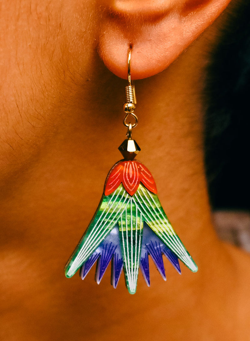 Blue Lotus Flower Earrings