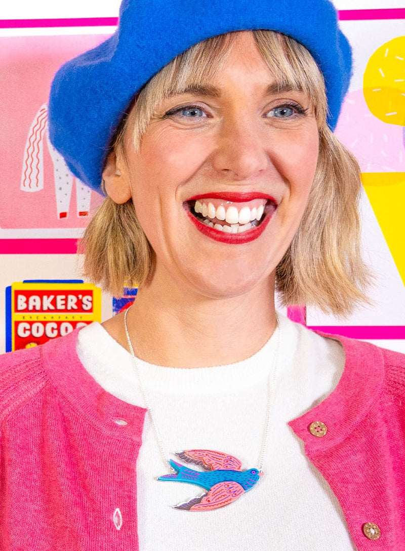 Blue Bird Swallow Necklace The Printed Peanut - Louise Lockhart