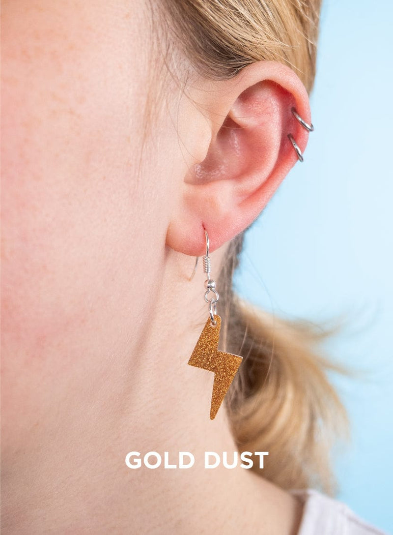 Tatty Devine Bolt Charm Earrings Gold Dust