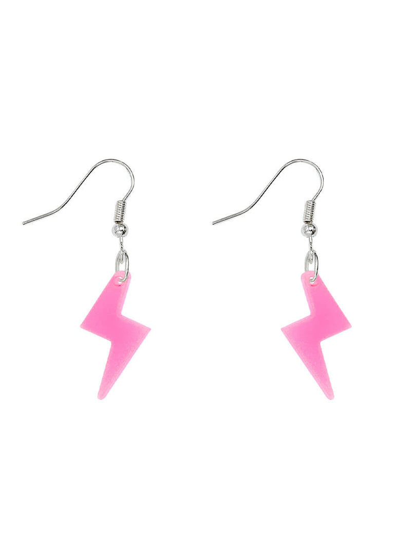 Tatty Devine Bolt Charm Earrings Glow in the Dark Pink