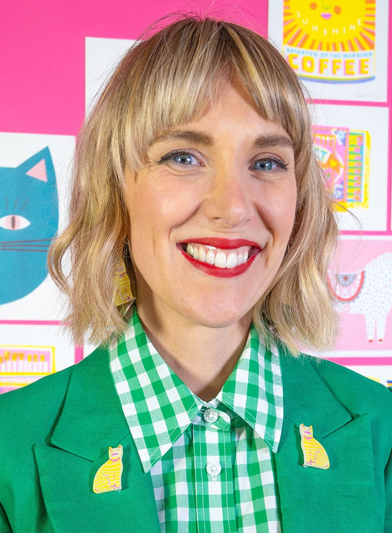 Cat Wearing A Ribbon Brooches The Printed Peanut - Louise Lockhart