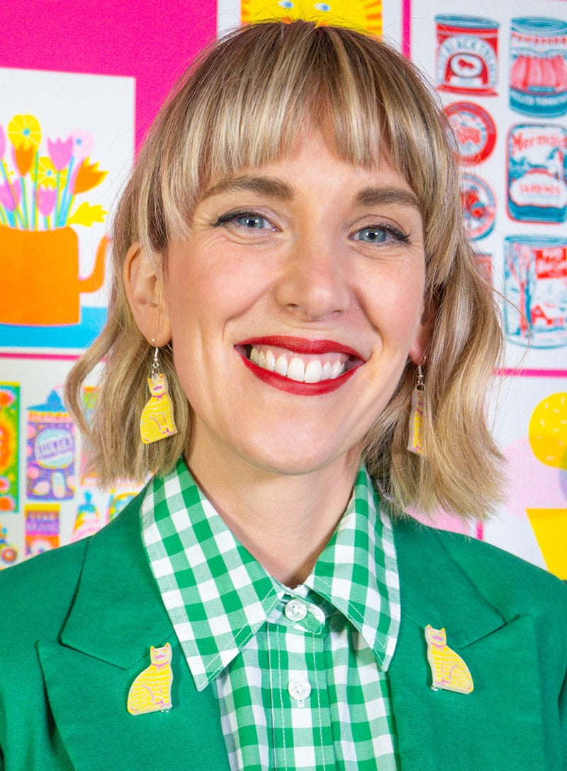 Cat Wearing A Ribbon Brooches The Printed Peanut