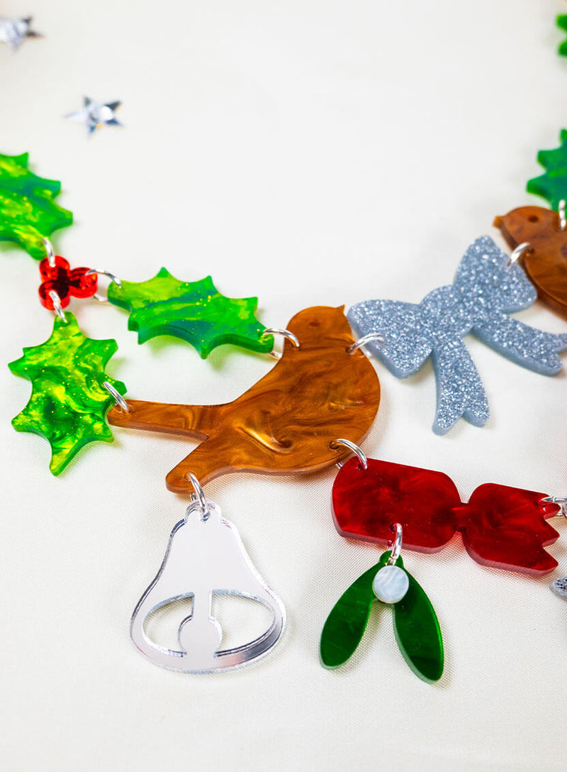Marbled acrylic of the Christmas Spirit Statement Necklace