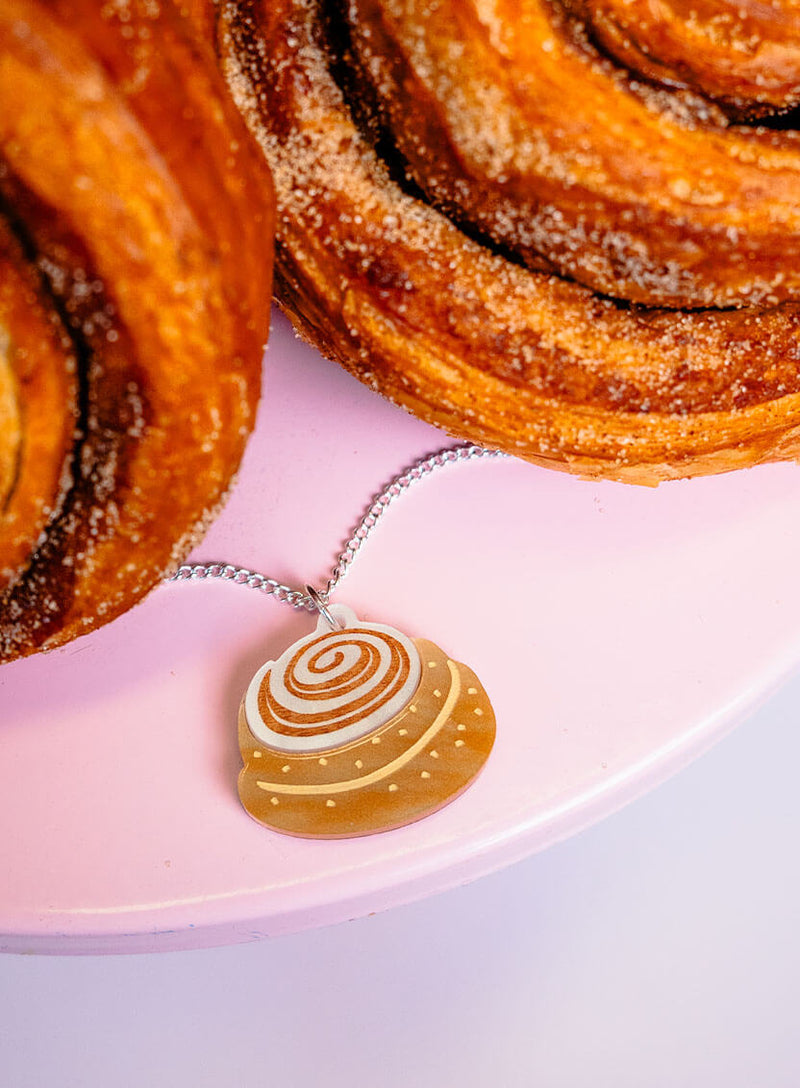 Close up of the Cinnamon Roll Pendant