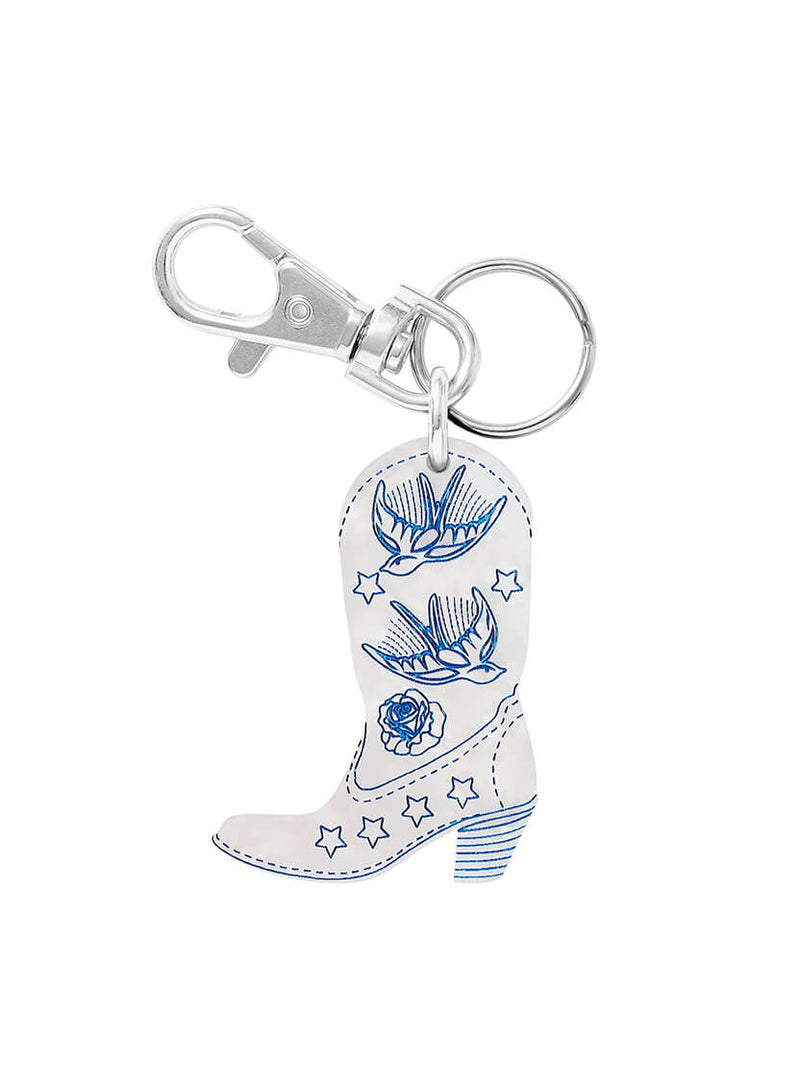 Cowboy Boot Bag Charm - Cream Pearl